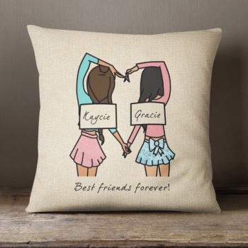 Personalised Cream Chenille Cushion - Best Friends forever 2